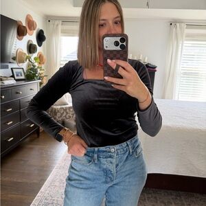 Old Navy Velvet Bodysuit with Square Neckline